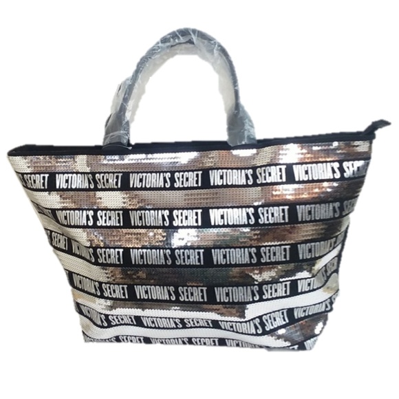 victoria secret silver tote bag
